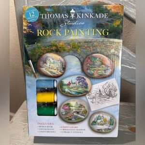 Thomas Kinkade Rock Painting Kit - Blue, Green, Yellow, White, Brown